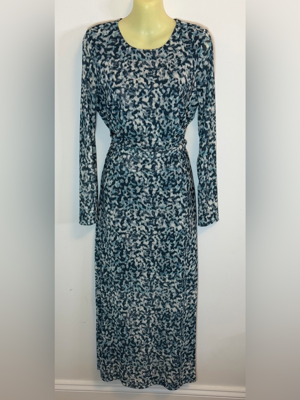 Loft Blue Printed Long Sleeve Printed Maxi Dress